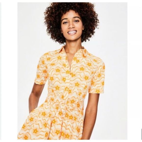 Boden Dresses & Skirts - Boden Anastasia Yellow Star Shirt Dress Women’s 6R Fit & Flare